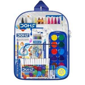 Doms Smart Kit | Comes With Transparent Zipper Bag | Perfect Value Pack | Kit For School Essentials | Gifting Range For Kids | Combination of 12 Stationery Items